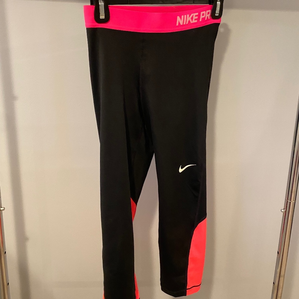 Nike Pro Dri-Fit Colorblock Crop Leggings – Black/Pink/Teal – Women’s S